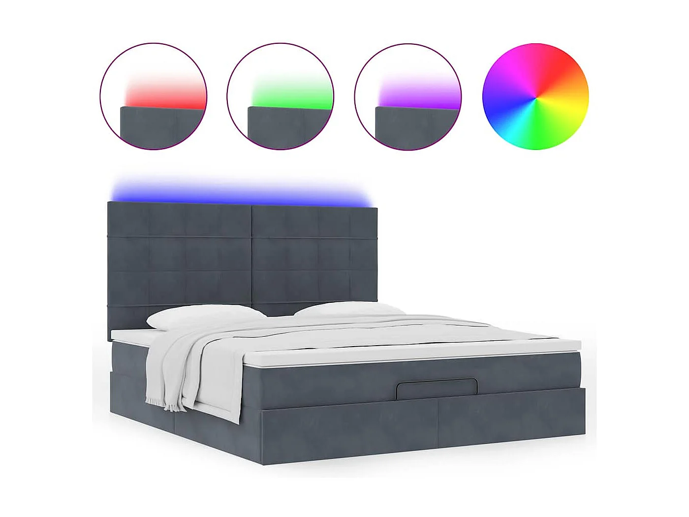 Ottoman bed met matrassen en LED's 160x200cm fluweel