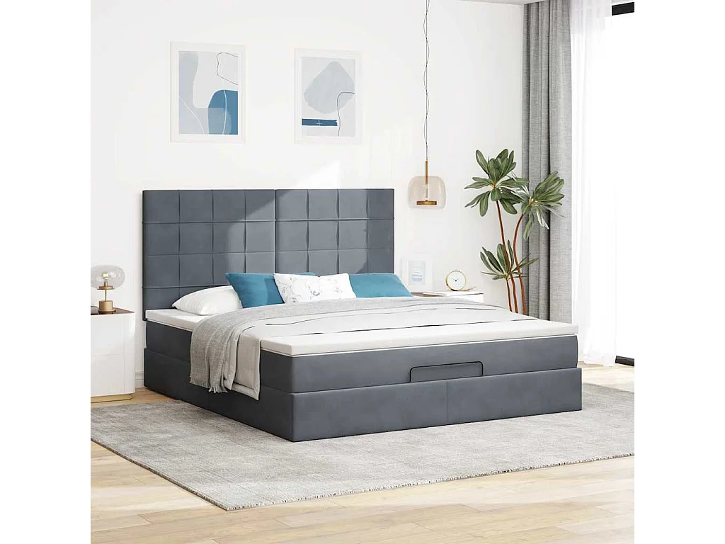 Ottoman bed met matrassen en LED's 160x200cm fluweel