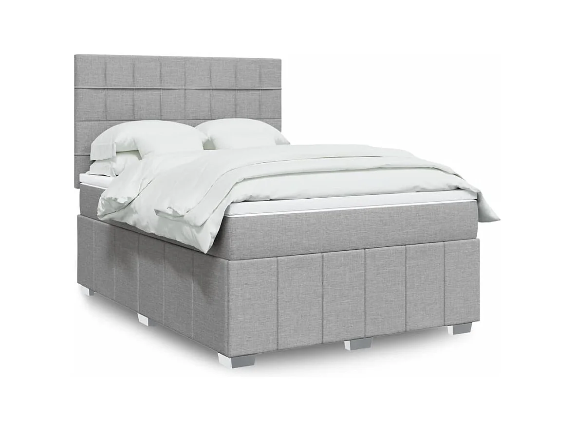 Giroletto a Molle con Materasso Grigio Chiaro 140x190cm Tessuto
