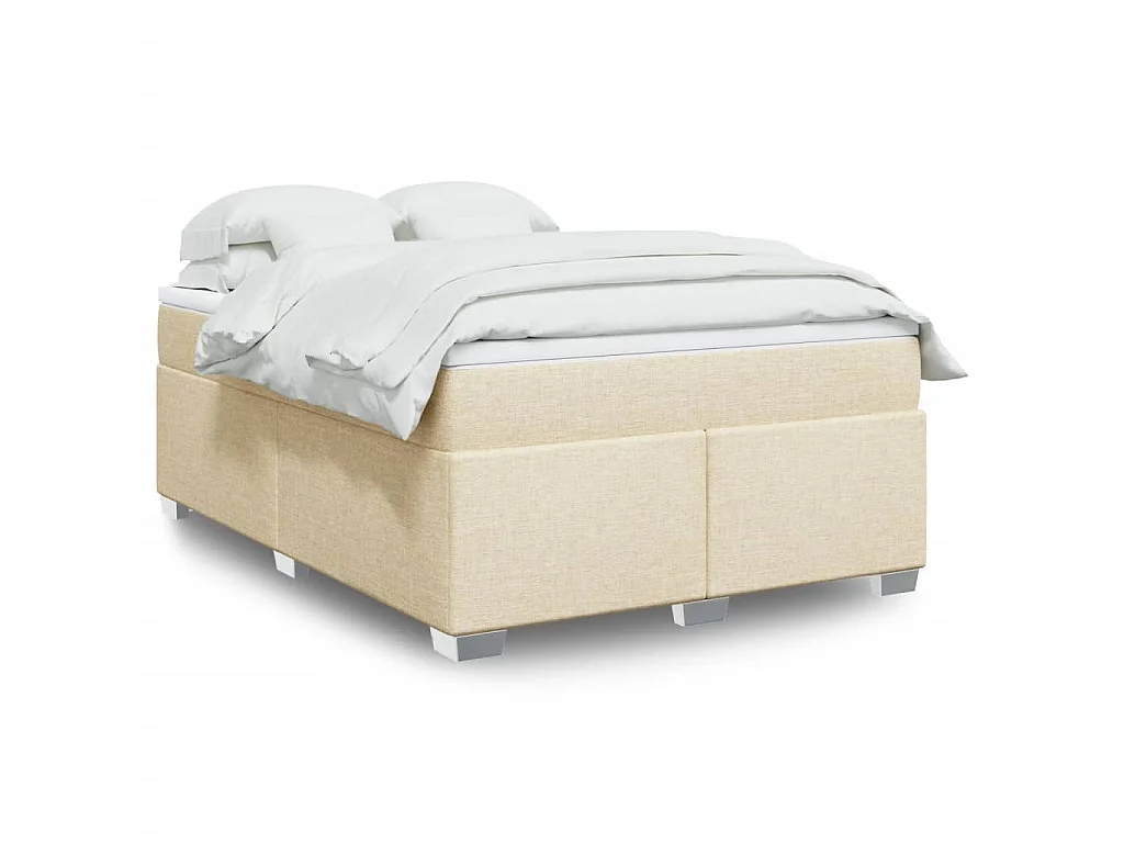 Giroletto a Molle con Materasso Crema 160x200 cm in Tessuto