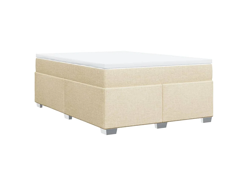 Sommier à lattes de lit avec matelas Crème 160x200 cm Tissu