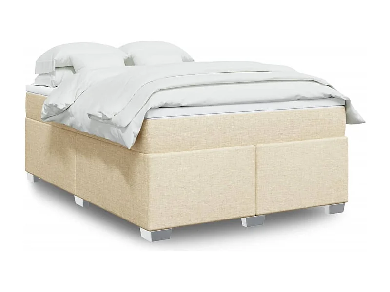 Boxspring met matras stof crèmekleurig 160x200 cm