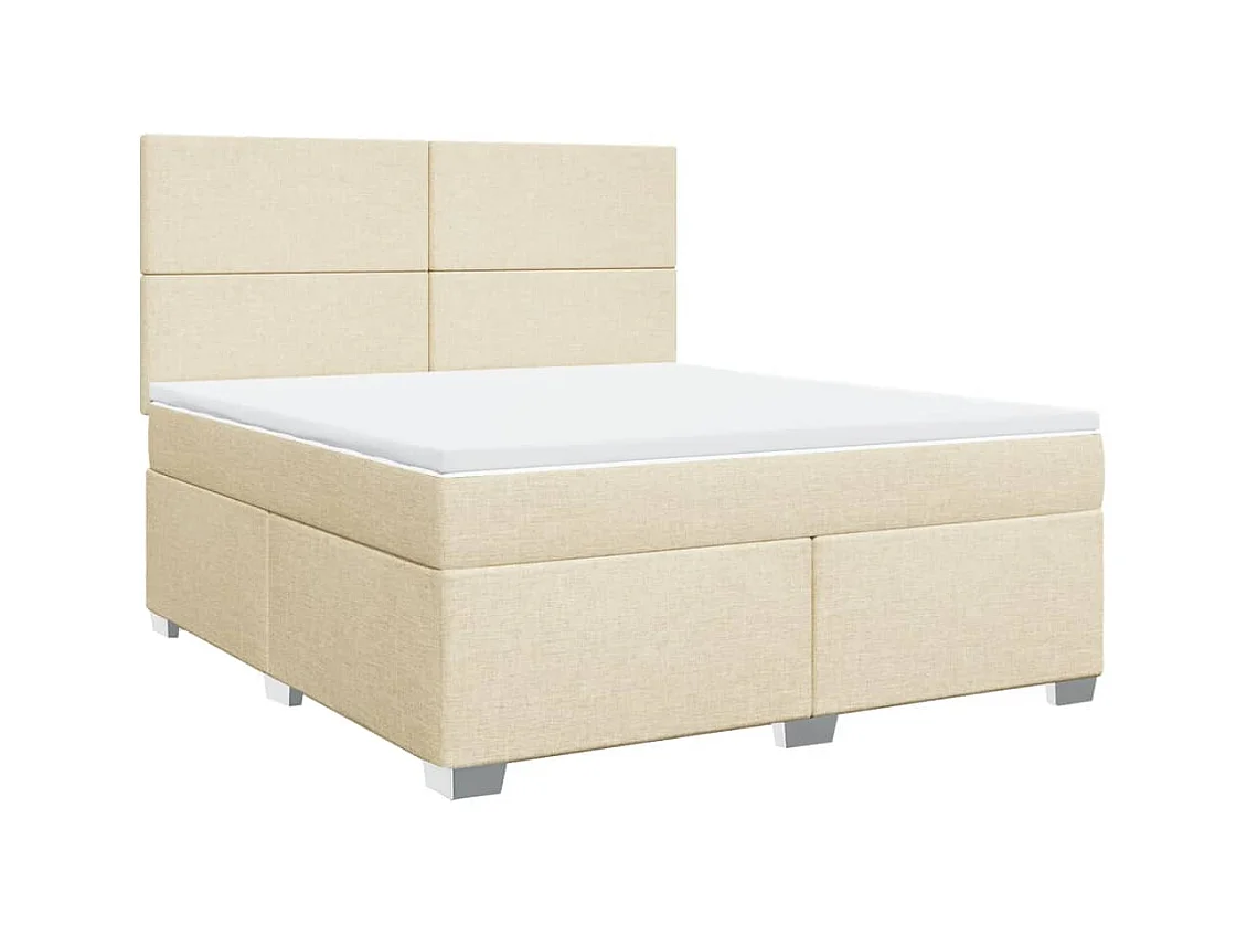 Sommier à lattes de lit avec matelas Crème 180x200 cm Tissu