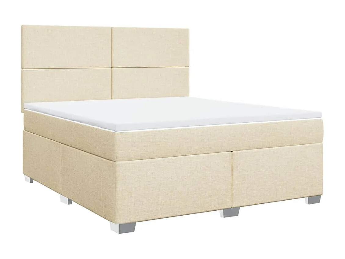 Sommier à lattes de lit avec matelas Crème 180x200 cm Tissu