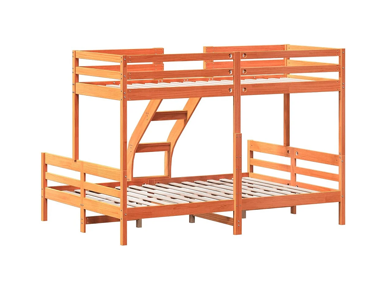 Etagenbett 80x200/140x200 cm Wachsbraun Massivholz Kiefer