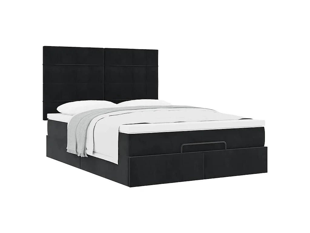 Ottoman bed met matrassen 140x200cm fluweel zwart
