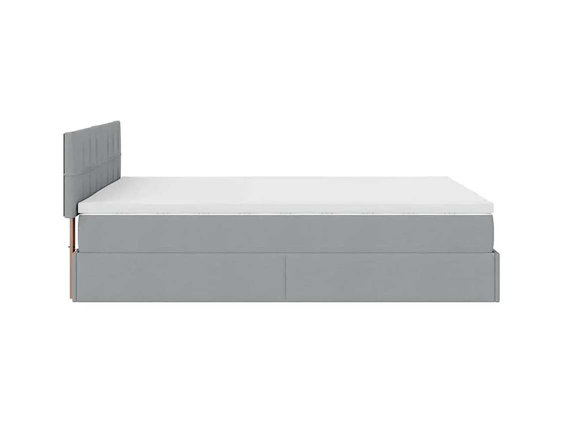 Ottoman-Bett mit Matratze Hellgrau 140x200 cm Stoff