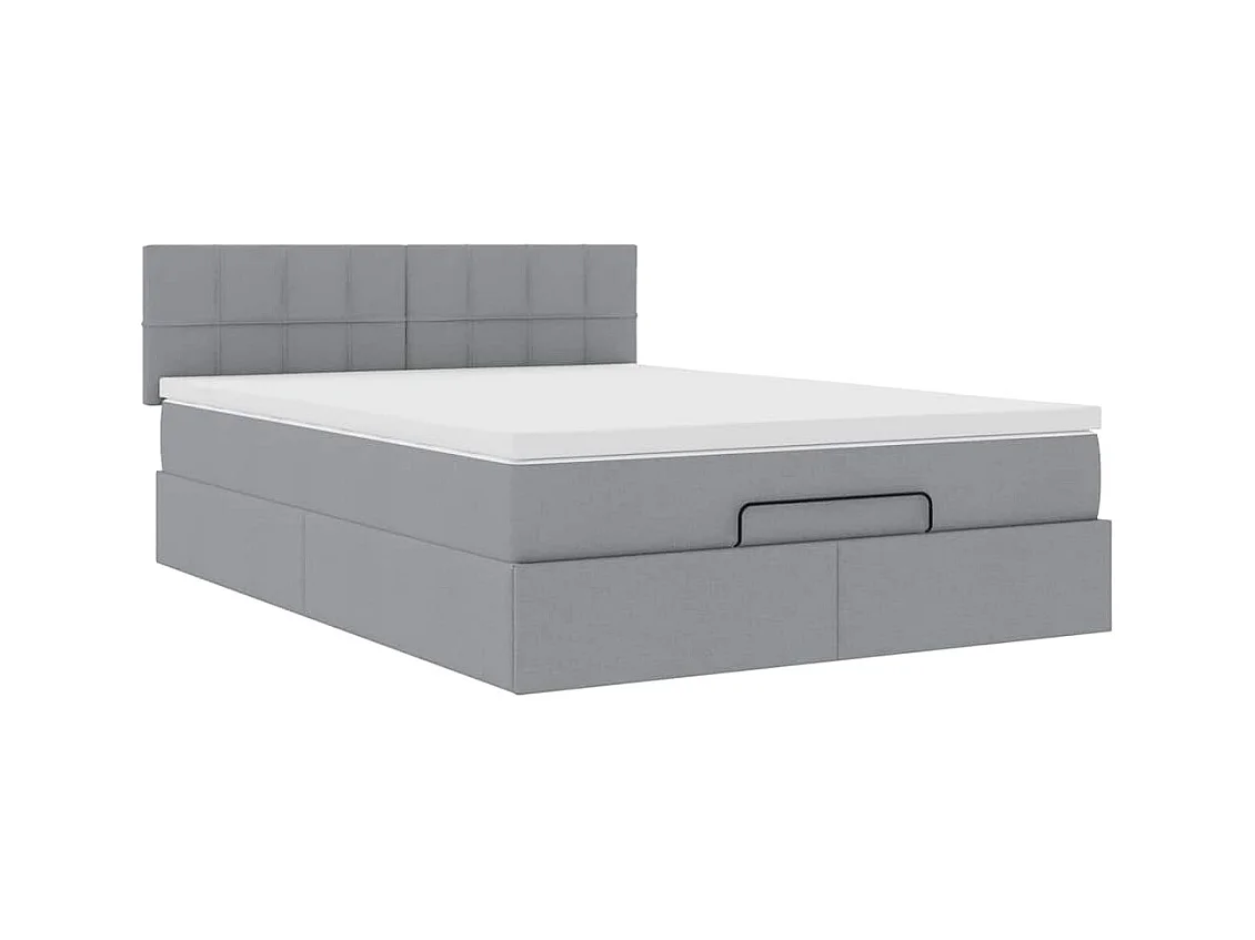 Ottoman-Bett mit Matratze Hellgrau 140x200 cm Stoff
