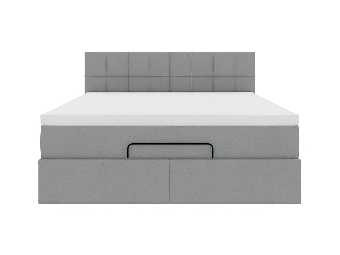 Ottoman-Bett mit Matratze Hellgrau 140x200 cm Stoff