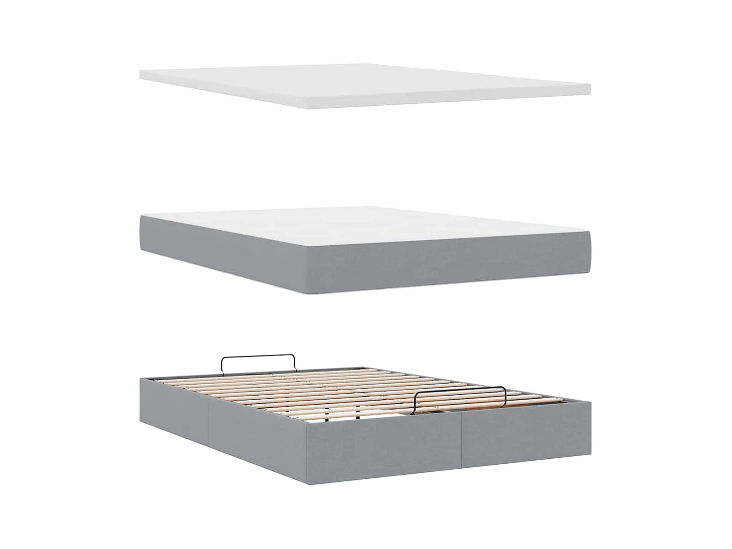 Ottoman-Bett mit Matratze Hellgrau 140x200 cm Stoff