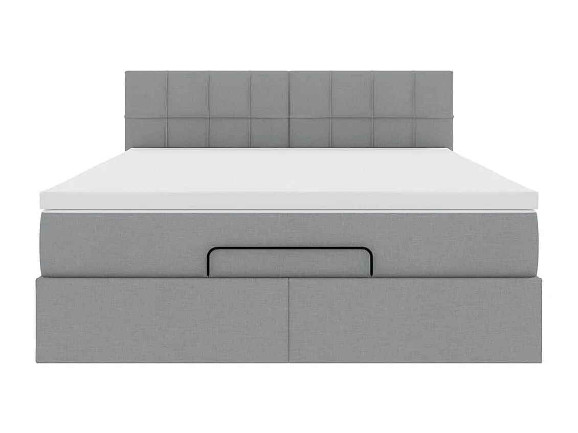 Cadre de lit ottoman et matelas gris clair 140x200 cm tissu
