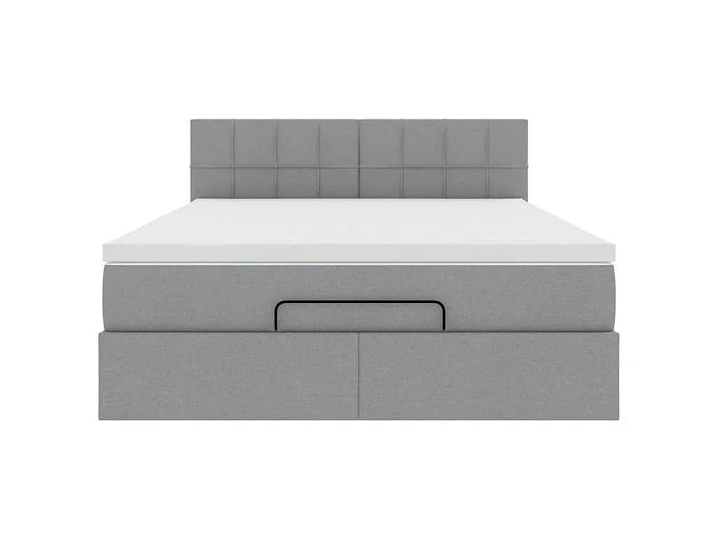 Cadre de lit ottoman et matelas gris clair 140x200 cm tissu