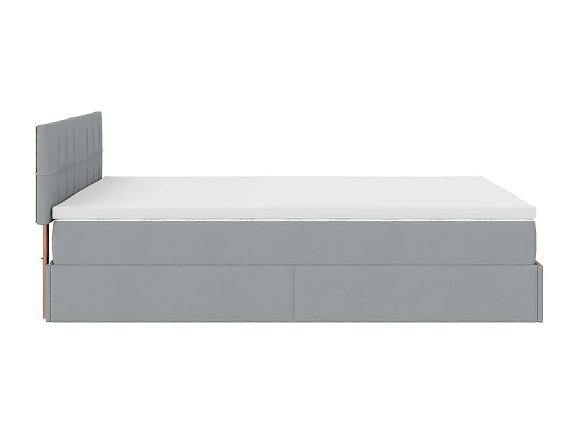 Cadre de lit ottoman et matelas gris clair 140x200 cm tissu