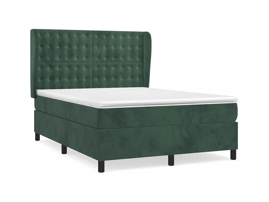 Boxspringbett mit Matratze Dunkelgrün 140x190 cm Samt