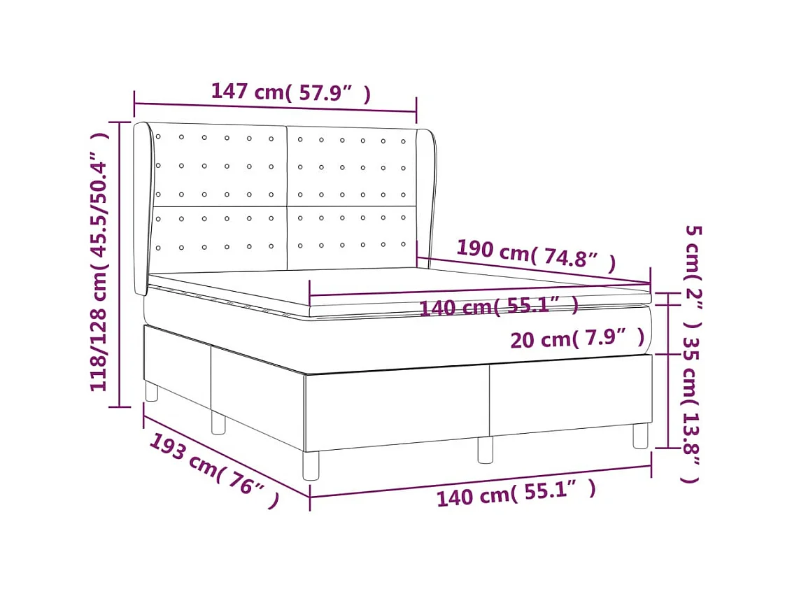 Boxspringbett mit Matratze Dunkelgrün 140x190 cm Samt