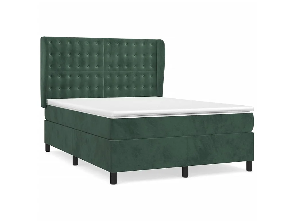 Sommier à lattes de lit et matelas Vert foncé 140x190cm Velours