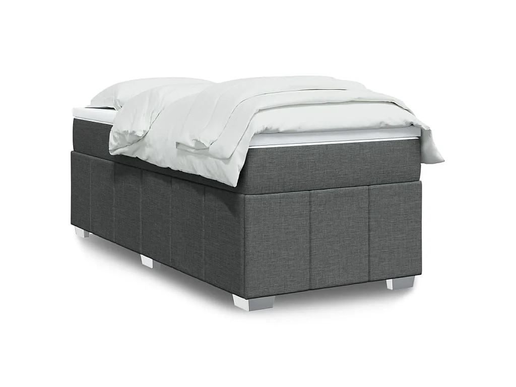 Cama com molas/colchão 90x190 cm tecido cinza-escuro