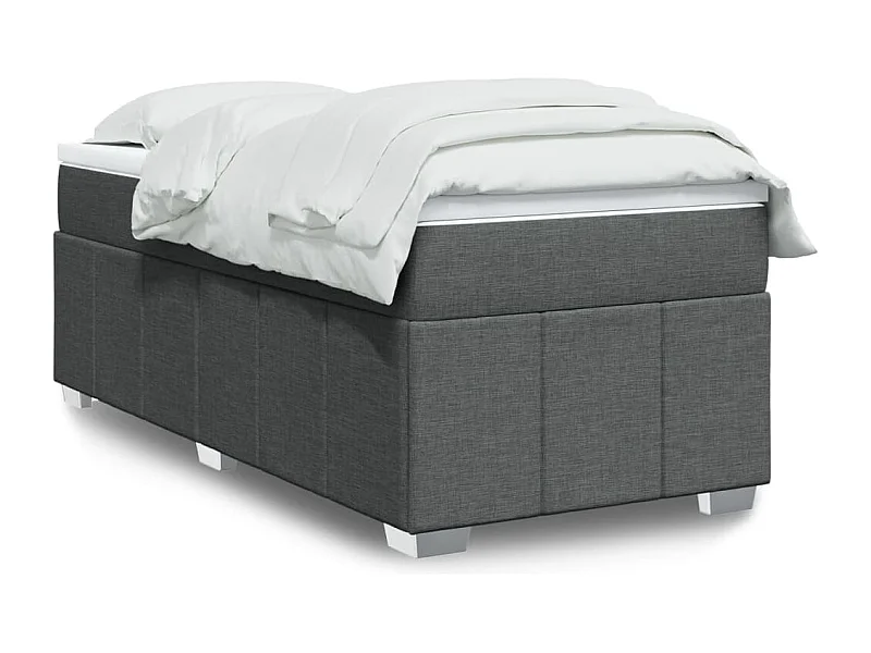 Sommier à lattes de lit et matelas Gris foncé 90x190 cm Tissu