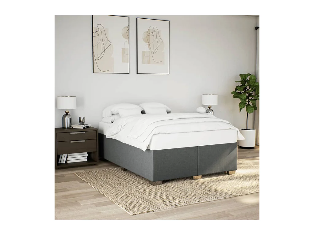 Cadre de lit sans matelas gris foncé 160x200 cm tissu