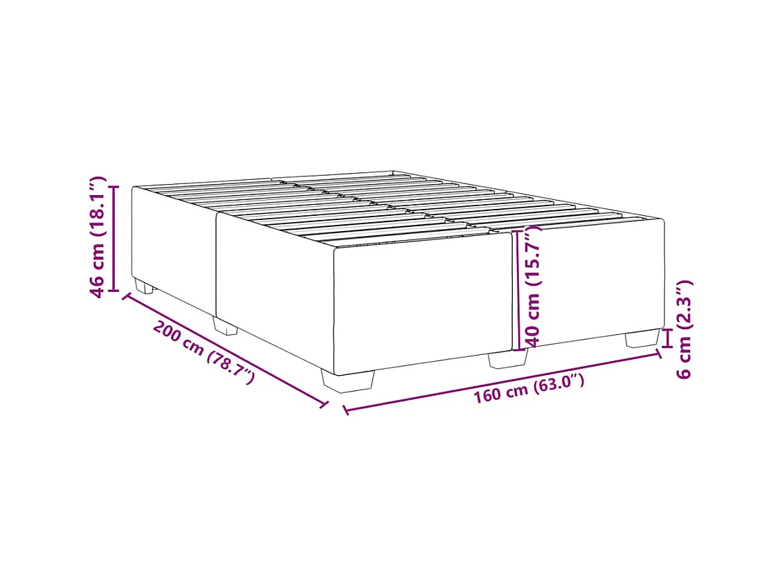 Cadre de lit sans matelas gris foncé 160x200 cm tissu