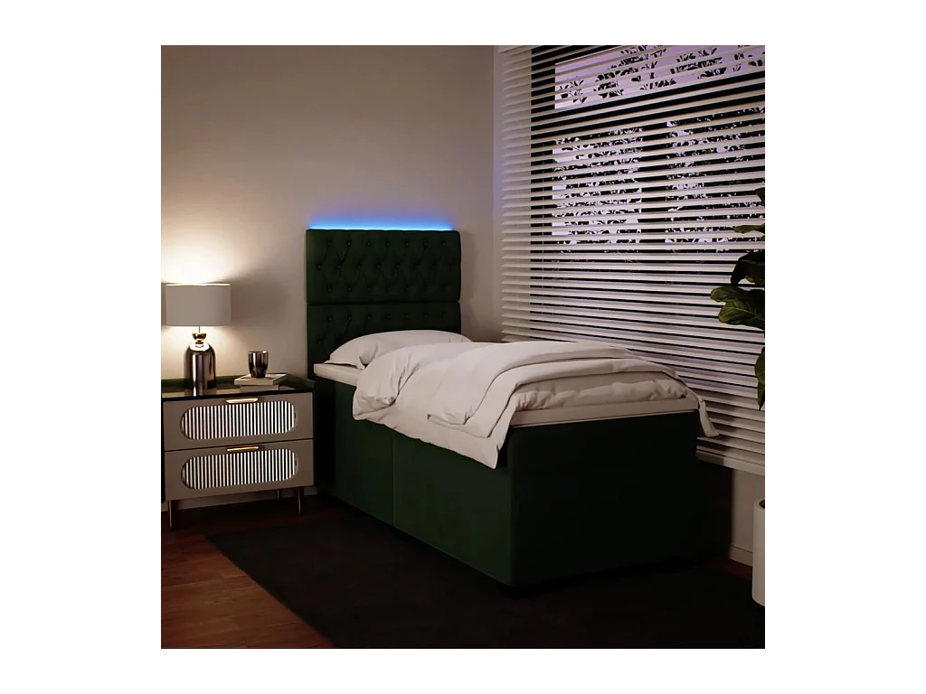 Sommier à lattes de lit avec matelas Vert foncé 90x200 cm