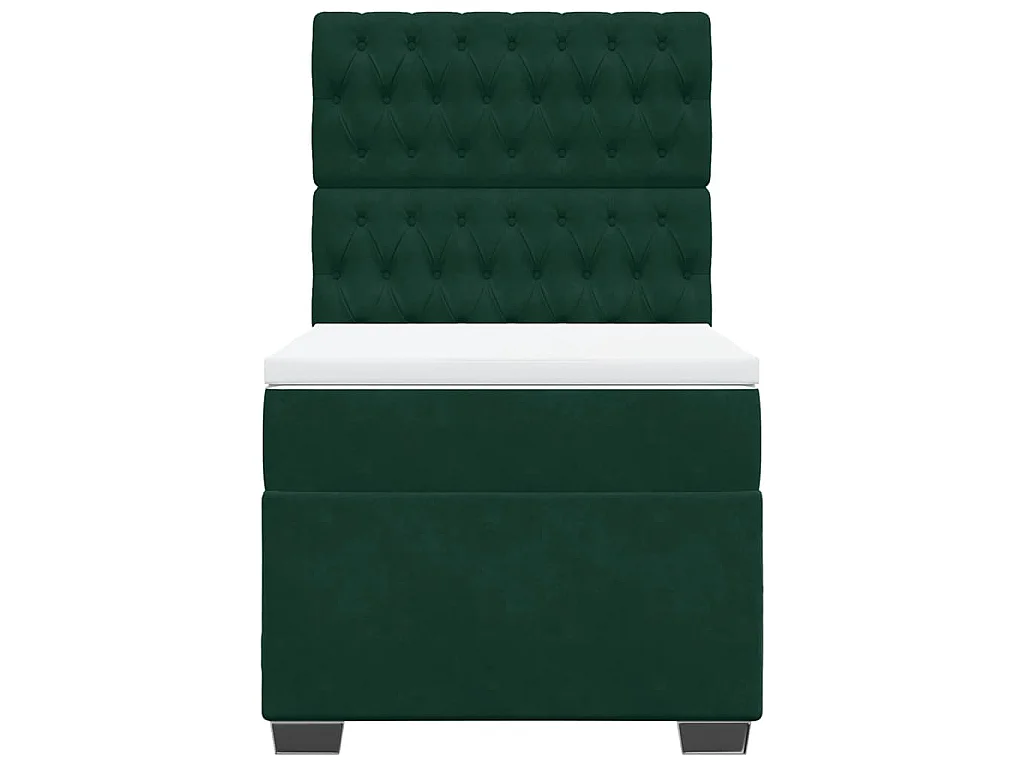 Cama box spring con colchón terciopelo verde oscuro 90x200 cm