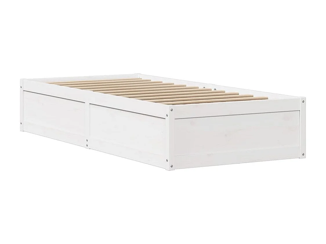 Bedframe met hoofdbord massief grenenhout wit 90x190 cm