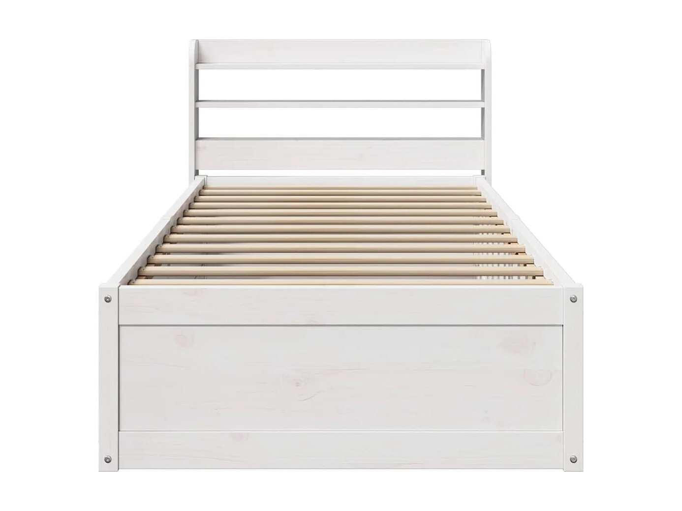 Bedframe met hoofdbord massief grenenhout wit 90x190 cm