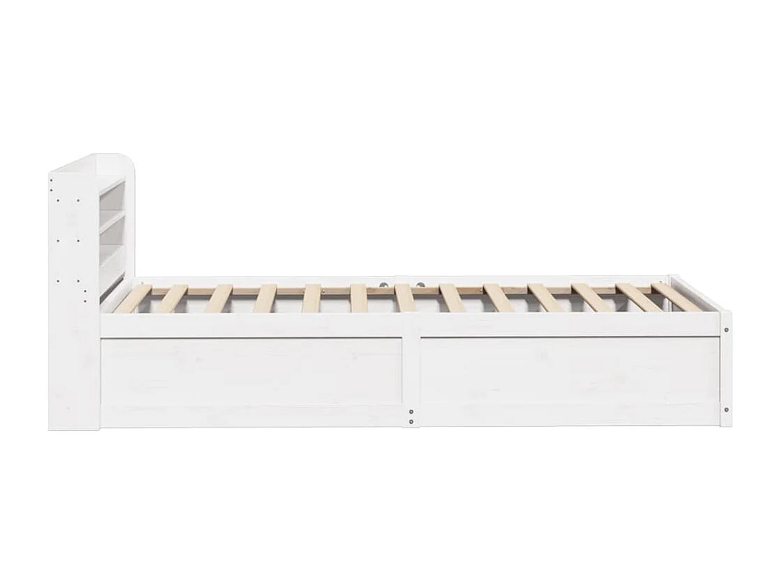 Bedframe met hoofdbord massief grenenhout wit 90x190 cm