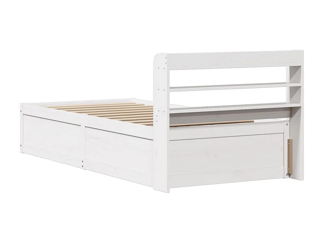 Bedframe met hoofdbord massief grenenhout wit 90x190 cm