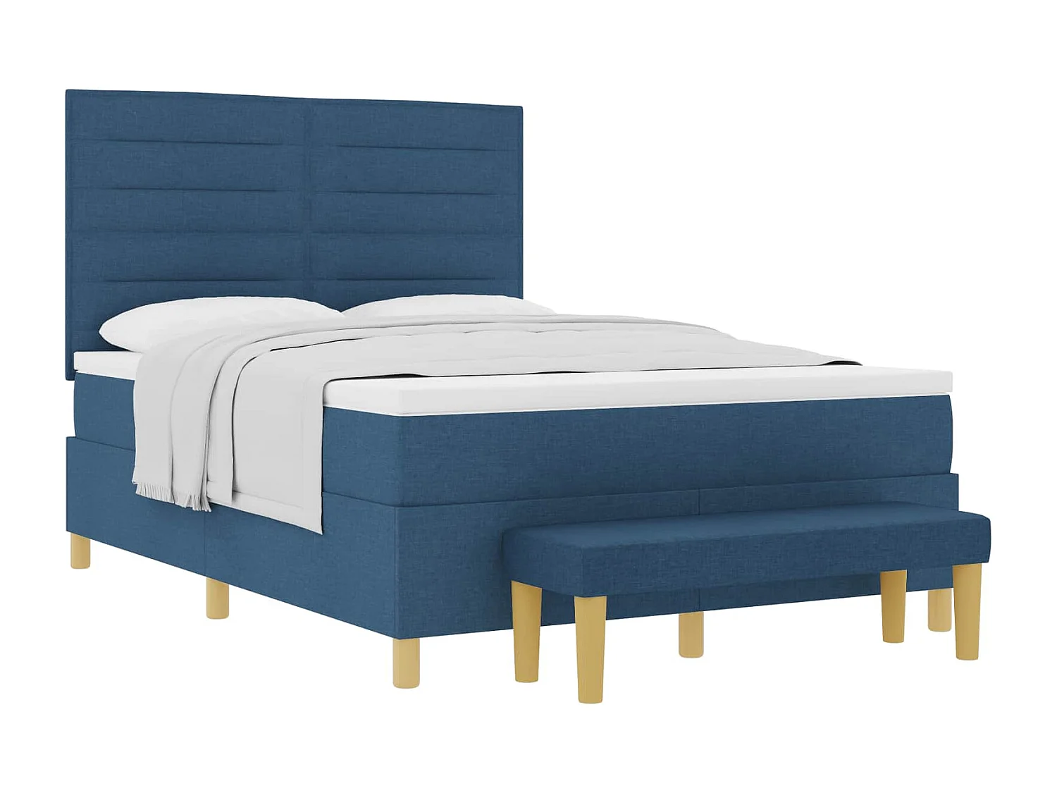 Boxspringbett mit Matratze mit Kopfteil Blau 140 x 200 cm Stoff