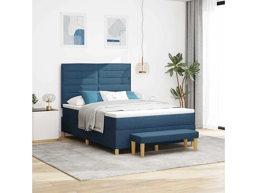 Cama Box com cabeceira Azul 200 x 140 cm tecido