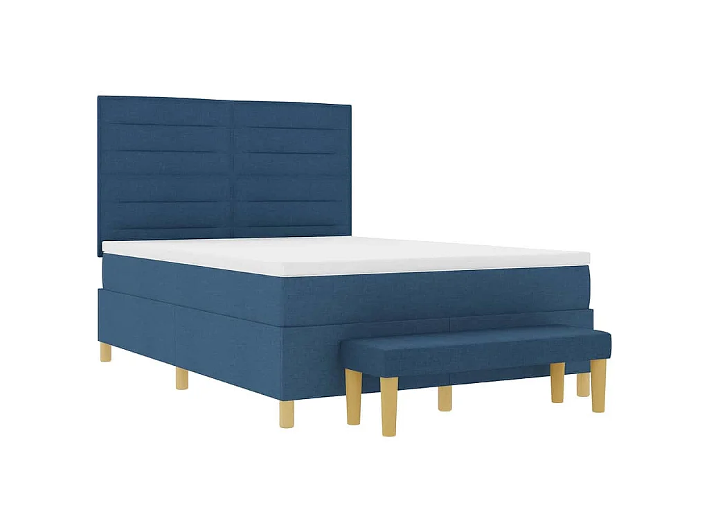Cama Box com cabeceira Azul 200 x 140 cm tecido