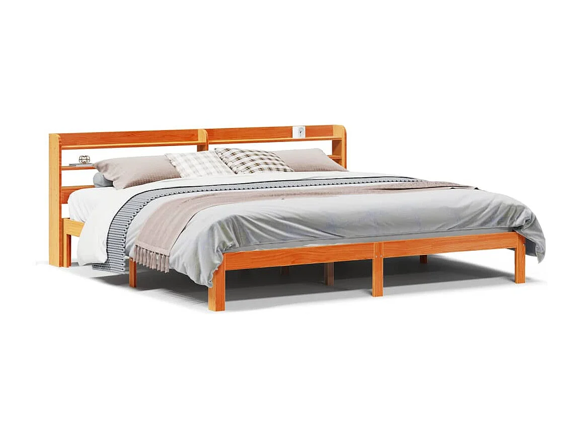 Letto senza Materasso Marrone Cera 180x200 cm in Legno di Pino