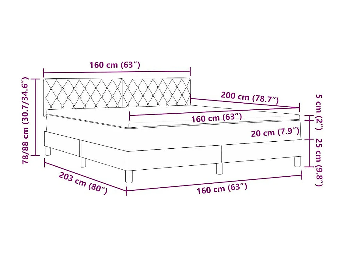 Lit à ressorts avec matelas Vert foncé 160 x 200 cm tissu