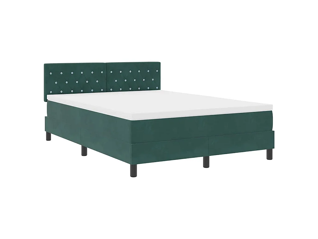 Letto a molle con materasso Verde Scuro 160 x 200 cm Velluto