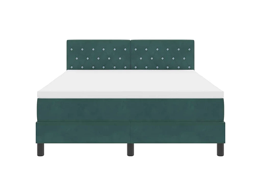 Letto a molle con materasso Verde Scuro 160 x 200 cm Velluto