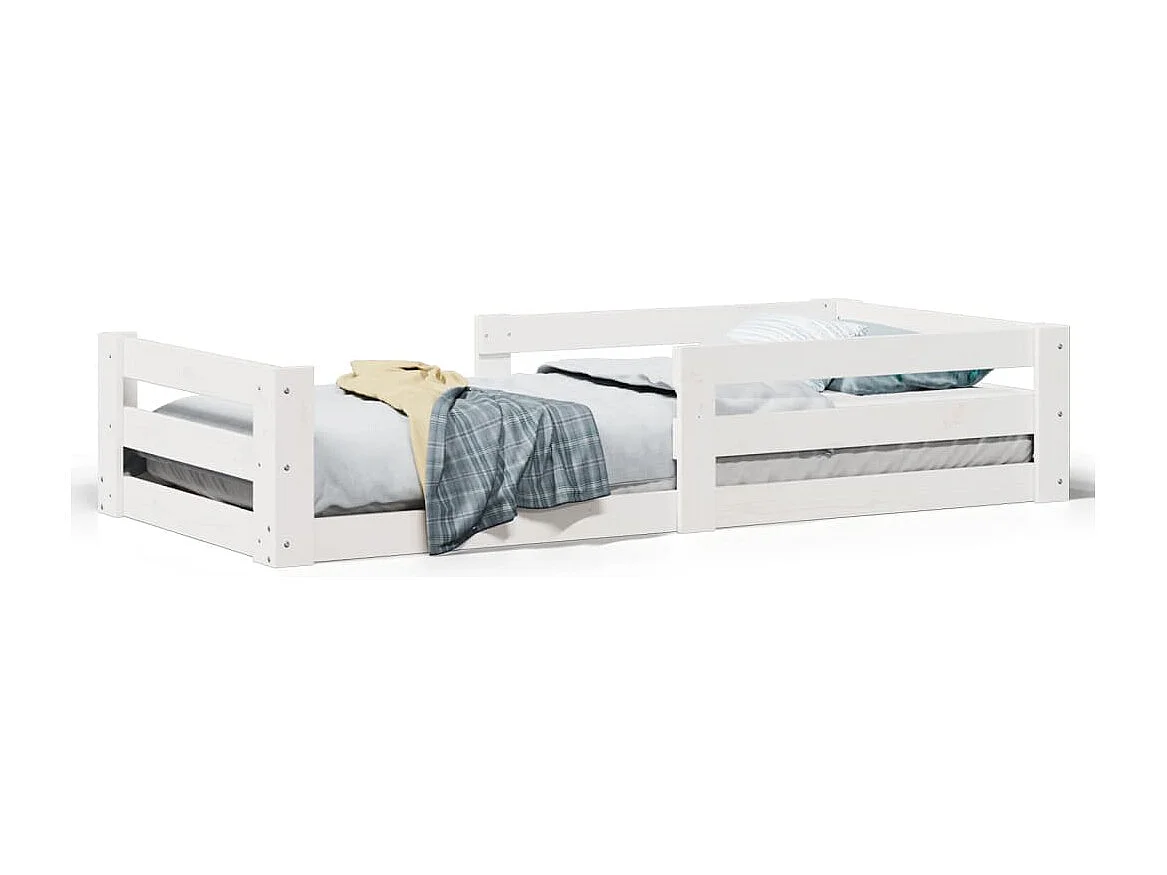 Giroletto senza Materasso Bianco 100x200 cm Legno Massello Pino