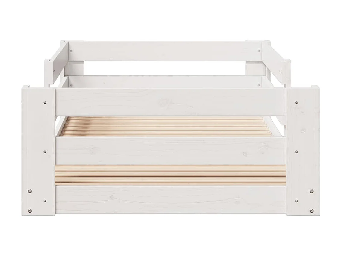 Giroletto senza Materasso Bianco 100x200 cm Legno Massello Pino