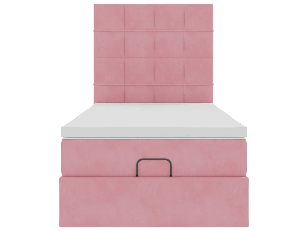 Ottoman-Bett mit Matratzen & LEDs Rosa 90x200 cm Samt