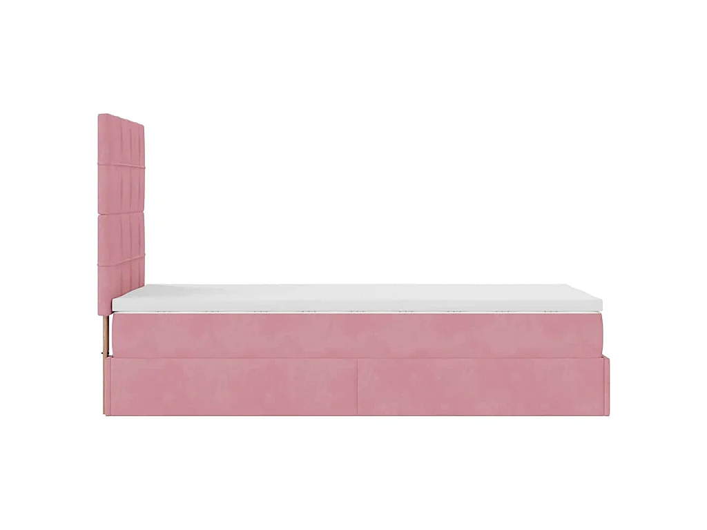 Ottoman-Bett mit Matratzen & LEDs Rosa 90x200 cm Samt