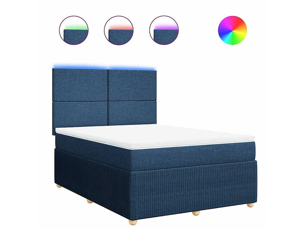 Sommier à lattes de lit avec matelas Bleu 140x190 cm Tissu