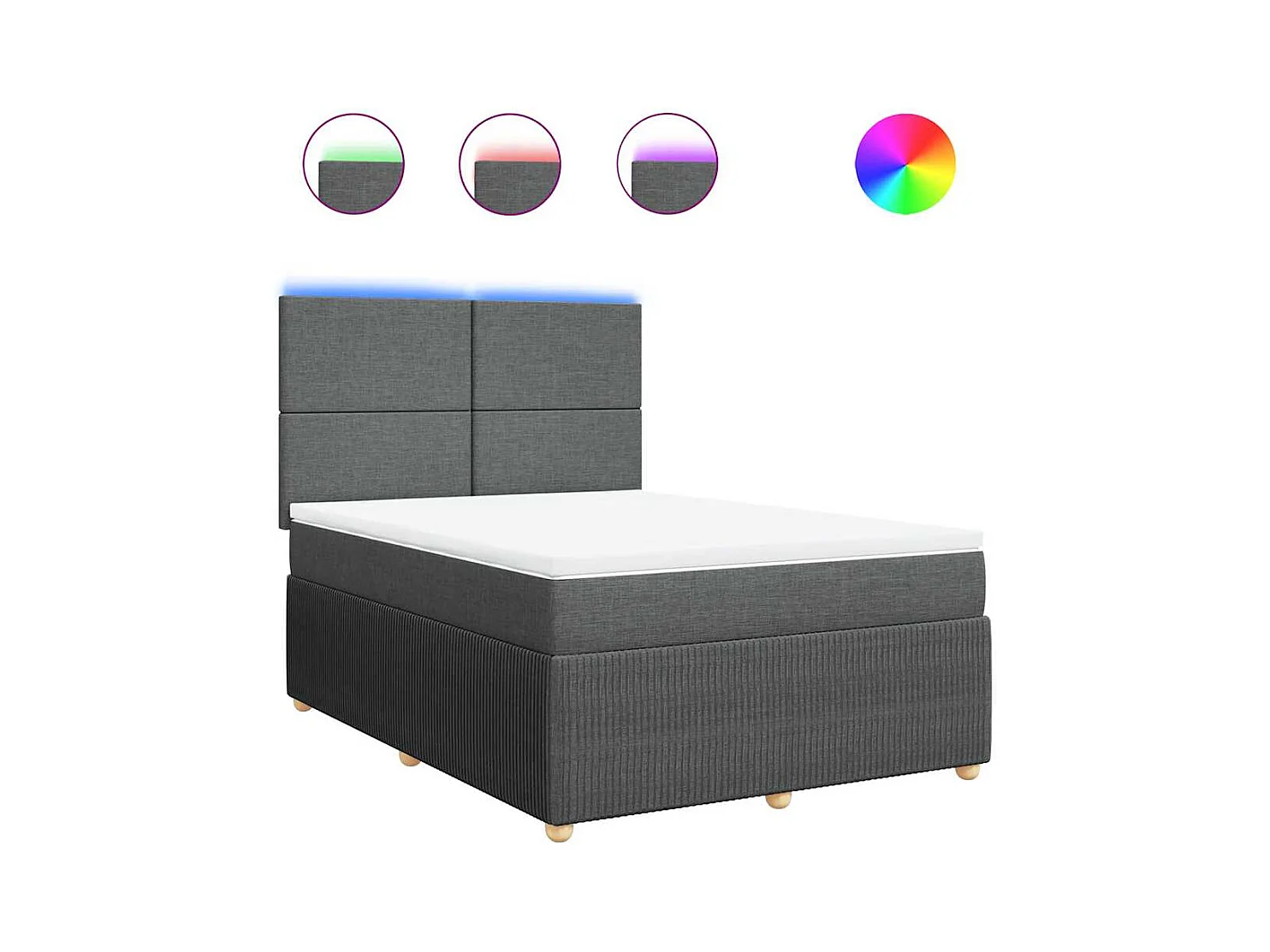 Cama com molas/colchão 140x190 cm tecido cinzento-escuro