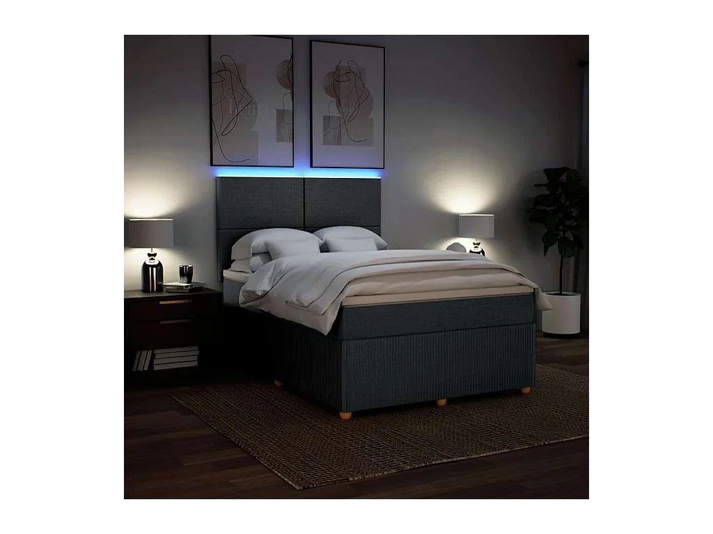 Cama com molas/colchão 140x190 cm tecido cinzento-escuro