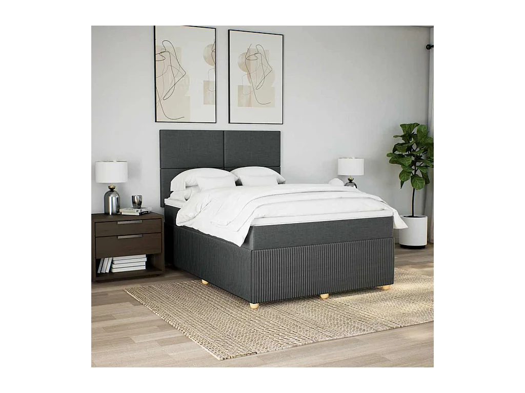 Cama com molas/colchão 140x190 cm tecido cinzento-escuro