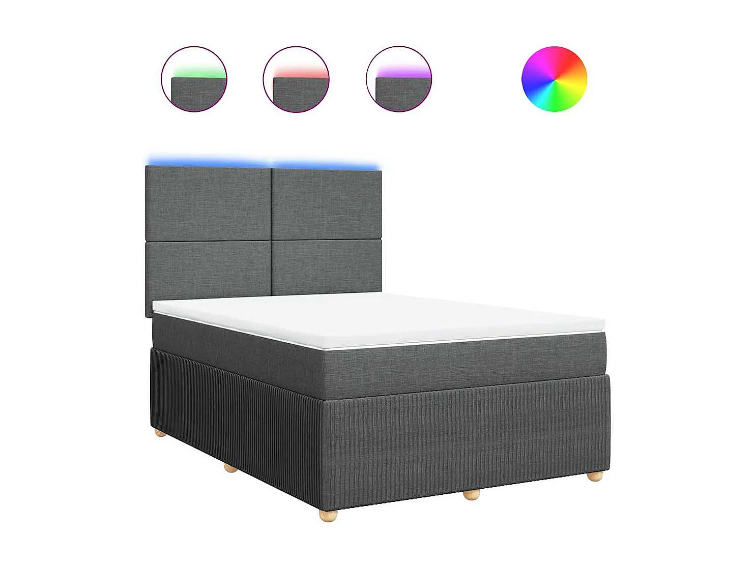 Boxspringbett mit Matratze Dunkelgrau 140x190 cm Stoff