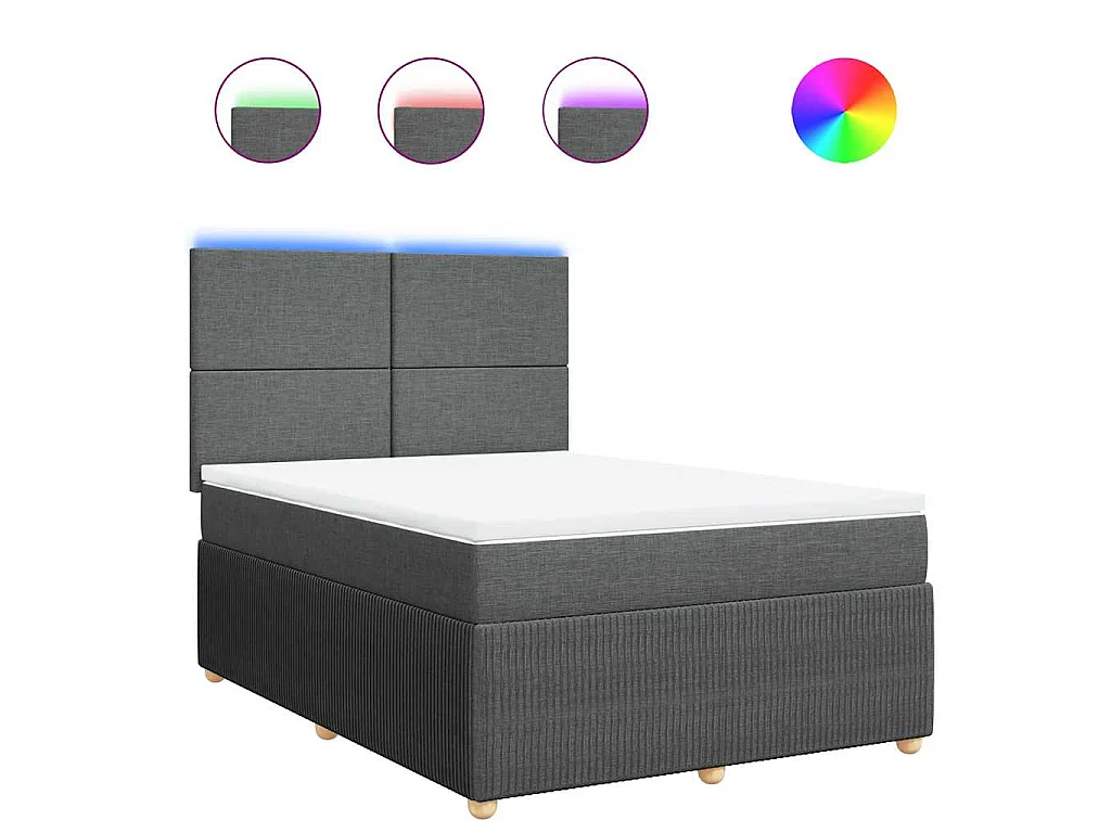 Sommier à lattes de lit avec matelas Gris foncé 140x190cm Tissu