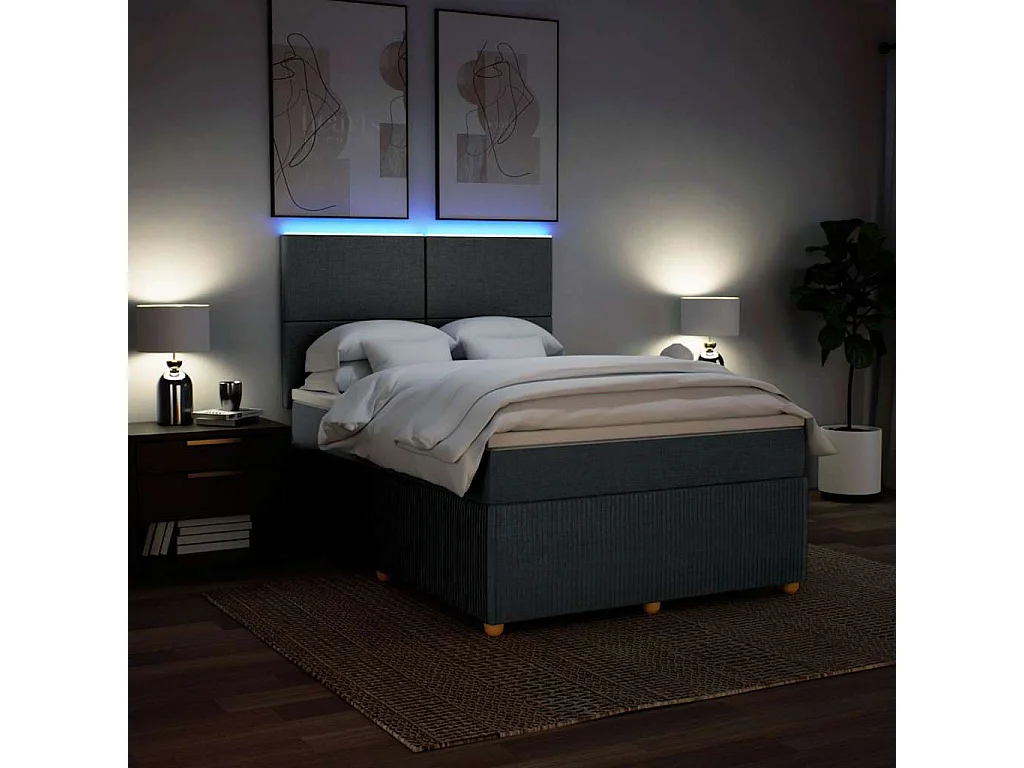 Sommier à lattes de lit avec matelas Gris foncé 140x190cm Tissu