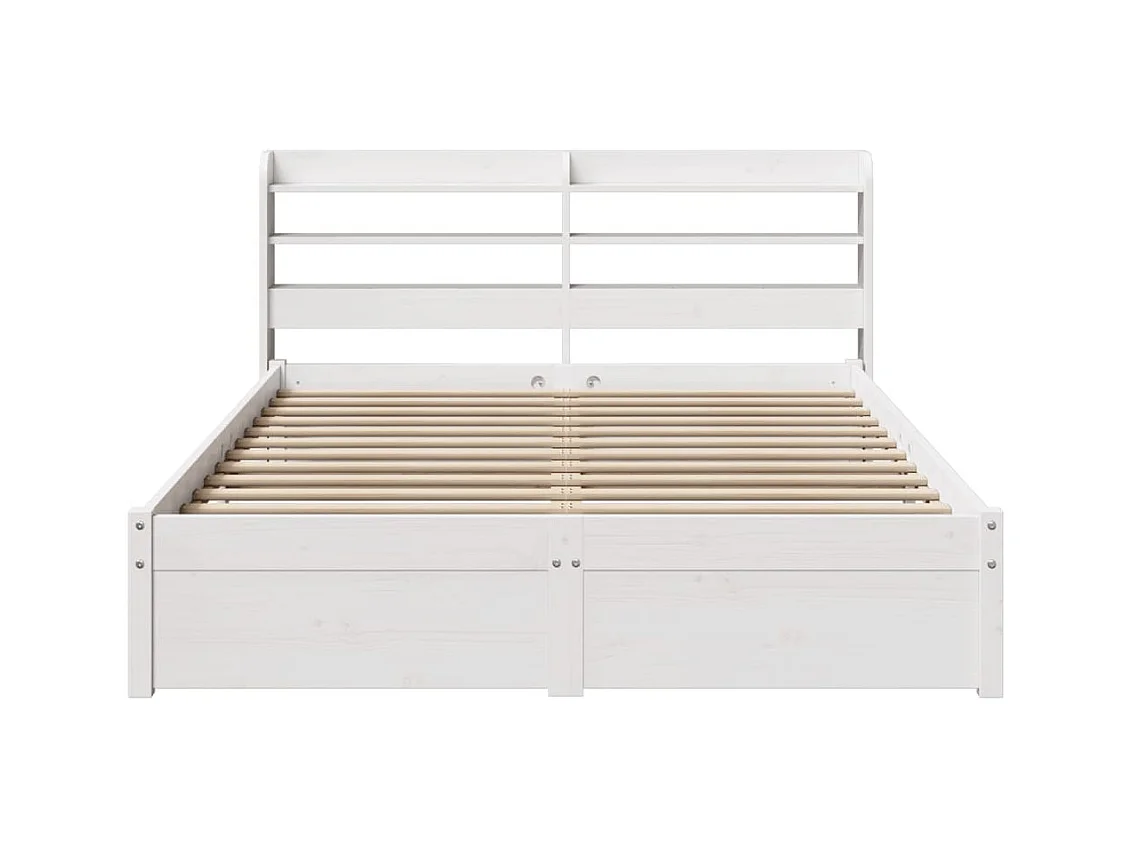 Cadre de lit avec tête de lit sans matelas blanc 160x200 cm