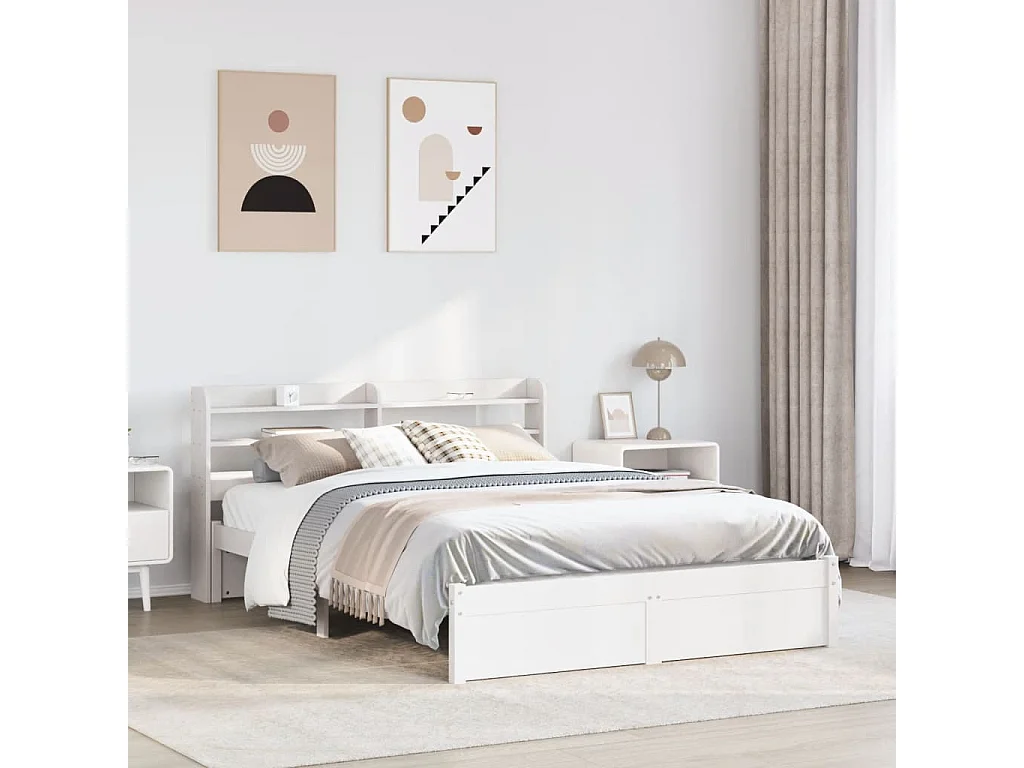 Bettgestell mit Kopfteil ohne Matratze Weiß 160x200 cm